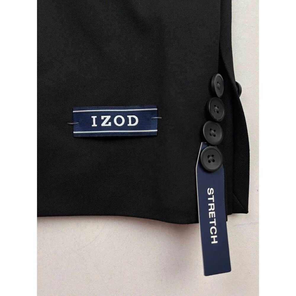 $395 NEW IZOD MENS 40R SOLID BLACK SUPER SOFT BLAZER SPORT COAT SUIT JACKET ONLY